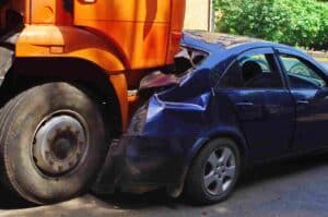 Truck accident with passenger car.